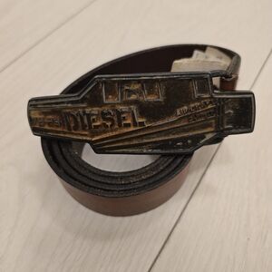 Diesel Brown Belt with Distinctive Gold Buckle